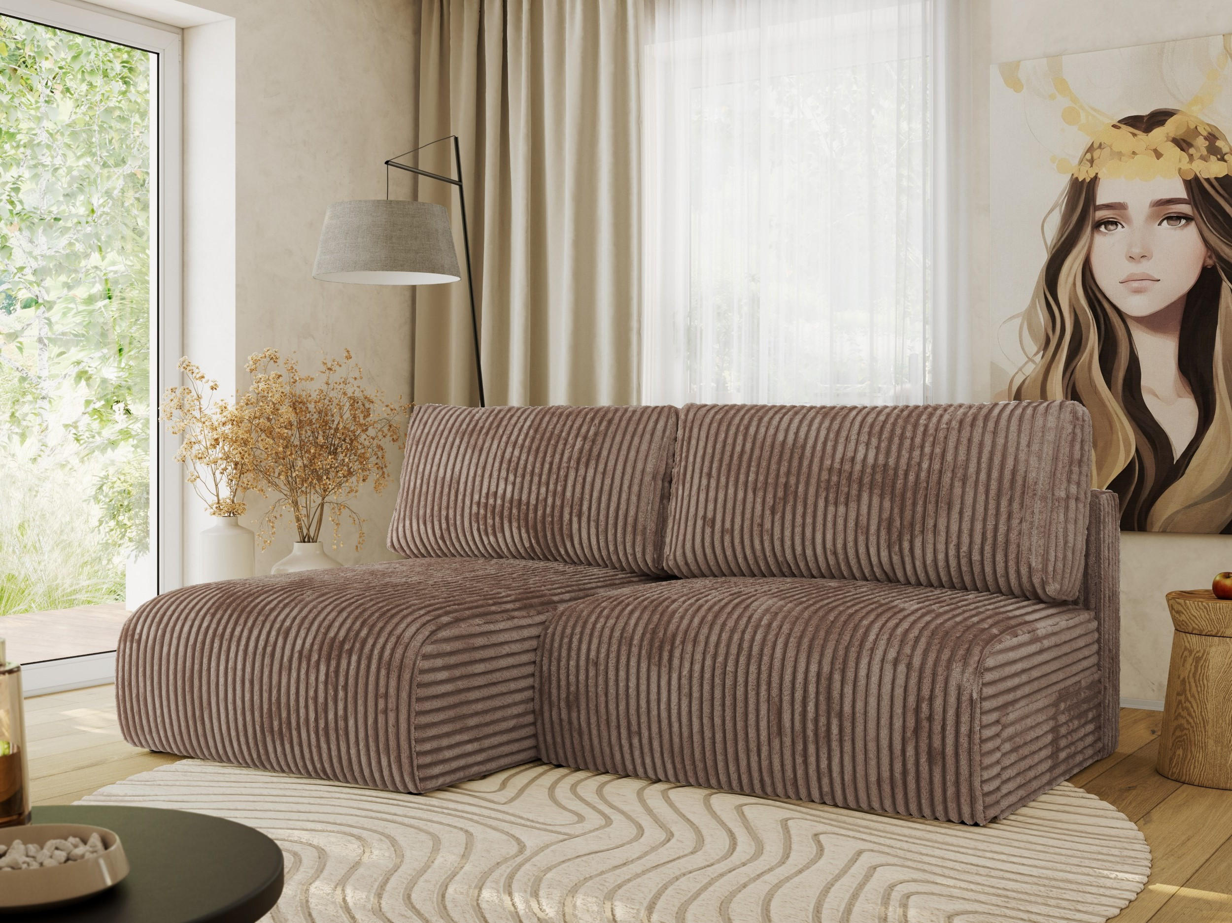 ECKSCHLAFSOFA VIVO L Braun Cord - links - Schwarz/Braun, Kunststoff/Textil (223/150cm) - MKS