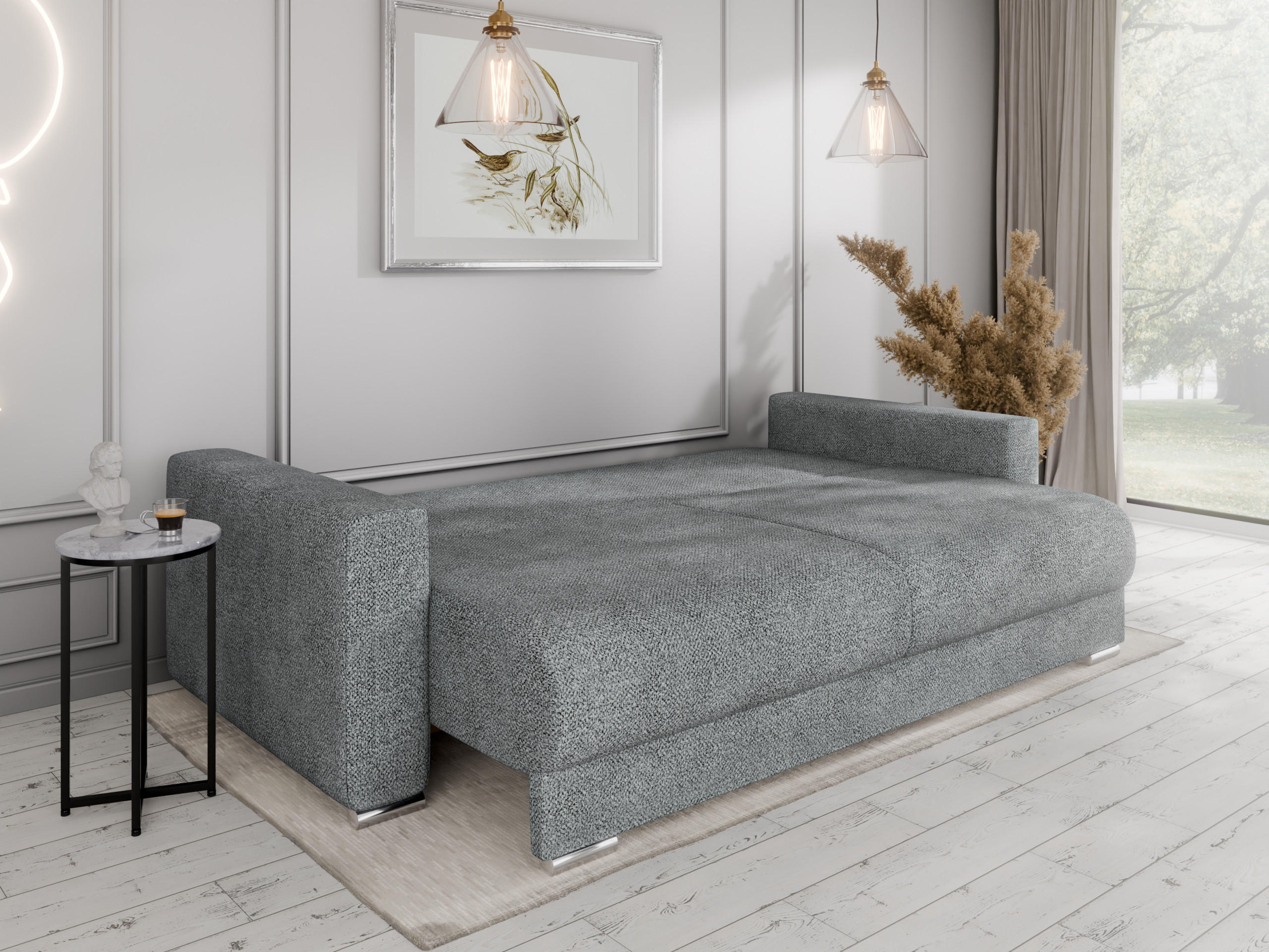 Thumbnail - Panda Möbel Schlafsofa, Grau, Holz, 229x87x97 cm, Wohnzimmer, Sofas & Couches, Schlafsofas