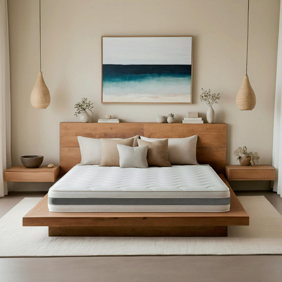 VZMETNICA 120x190 | Termoobčutljiv Waterfoam, Visoka Trdota, Zračna in Hipoalergena | Stabilno Udobje in Ergonomska Podpora - bela, tekstil (120/190cm) - The White Stone