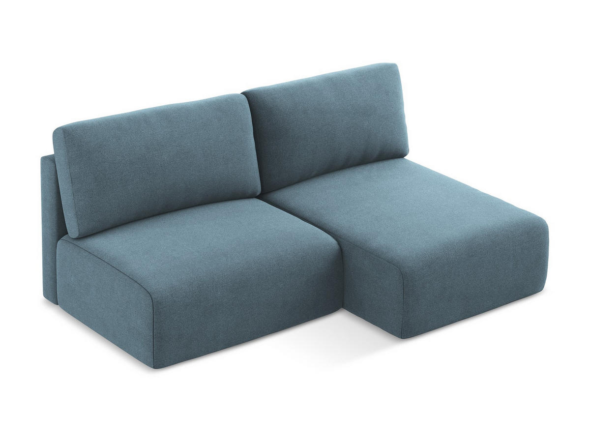 ECKSOFA mit Schlaffunktion rechts Strukturstoff Stoff Blau - Blau/Schwarz, Kunststoff/Textil (210/149cm) - Makamii