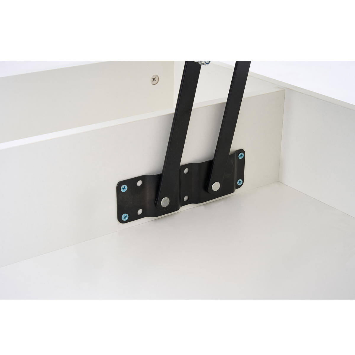 COUCHTISCH aus Spanplatte 100x50x42 cm Weiß mit LED-Beleuchtung, Hubplatte, Stauraum und Steckdosen - Weiß, Holzwerkstoff (100/50/42cm) - IVMEU