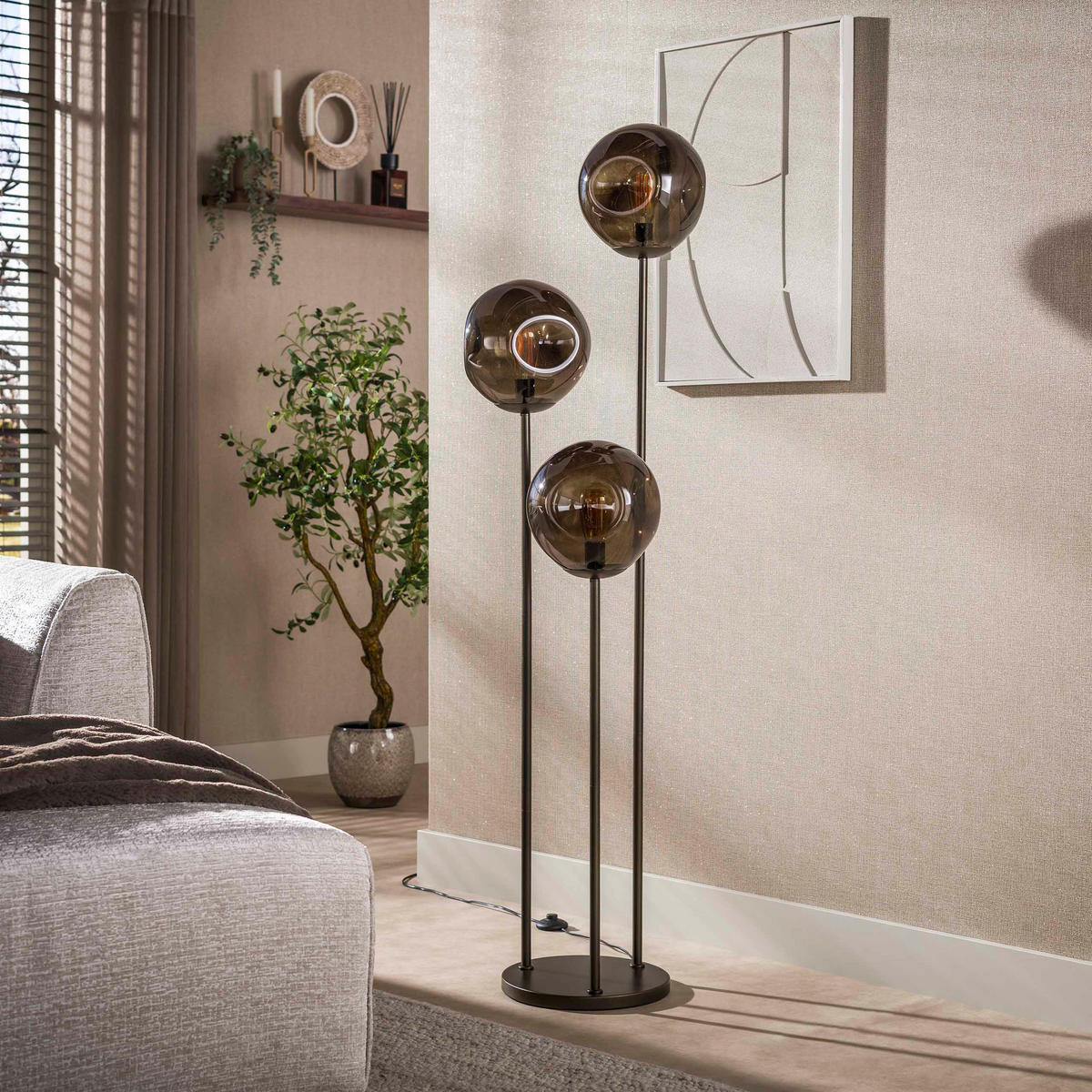 STEHLEUCHTE Stellar Braun 32/32/164 cm - Braun, Glas (32/32/164cm) - Hoyz Collection