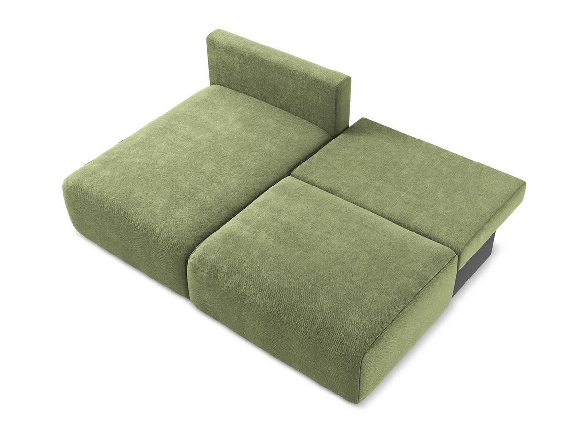 ECKSOFA mit Schlaffunktion links Chenille Stoff Grün - Schwarz/Grau, Kunststoff/Textil (149/210cm) - Makamii