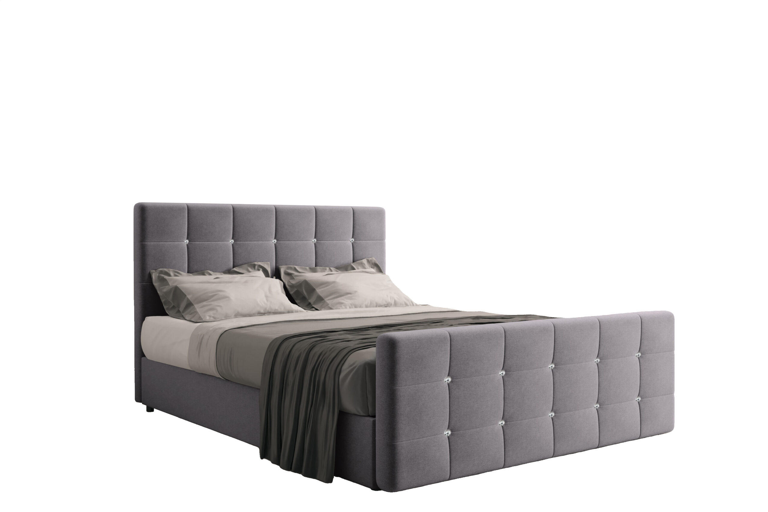 BOXBETT Mit Bettkasten Und Matratze Topper ROMA 180x200 cm Grau H3-Bonell - Dunkelblau/Grau, Holz/Holzwerkstoff (180/200cm) - Kaiser Möbel