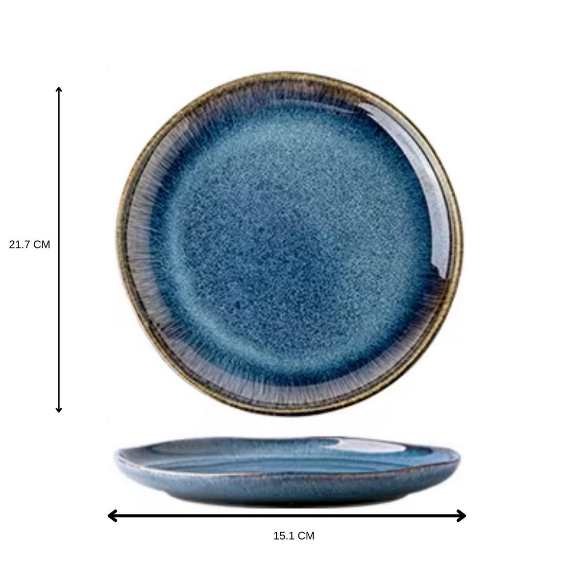 FRÜHSTÜCKSTELLER 6er-Set Keramik Blau 21,7 cm - Blaugrau, Keramik (21.7/1.5/21.7cm) - Quality Elegance