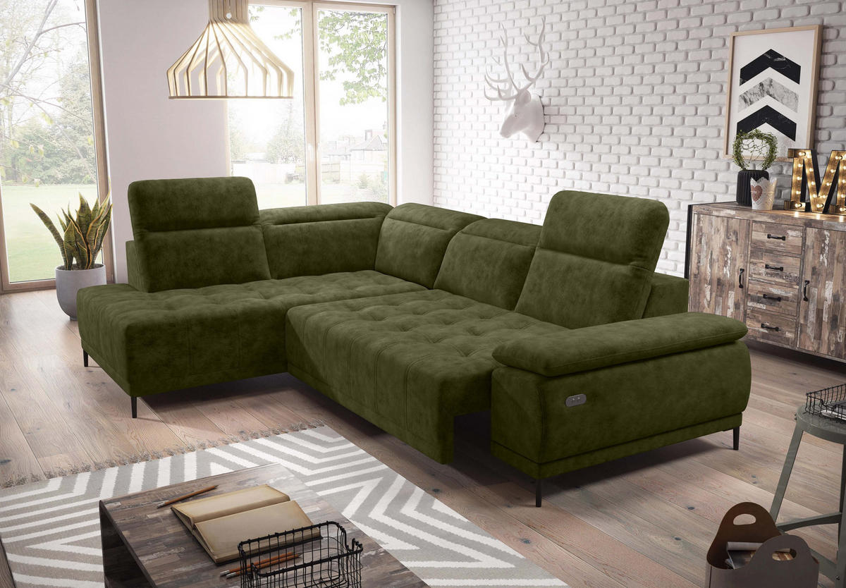 ECKSOFA FOCUS XL L-förmig Konfiguration freistehend LINKS 204x352x98cm Dark yellow - Dunkelgelb, Holz/Textil (204/352cm) - DomoHome