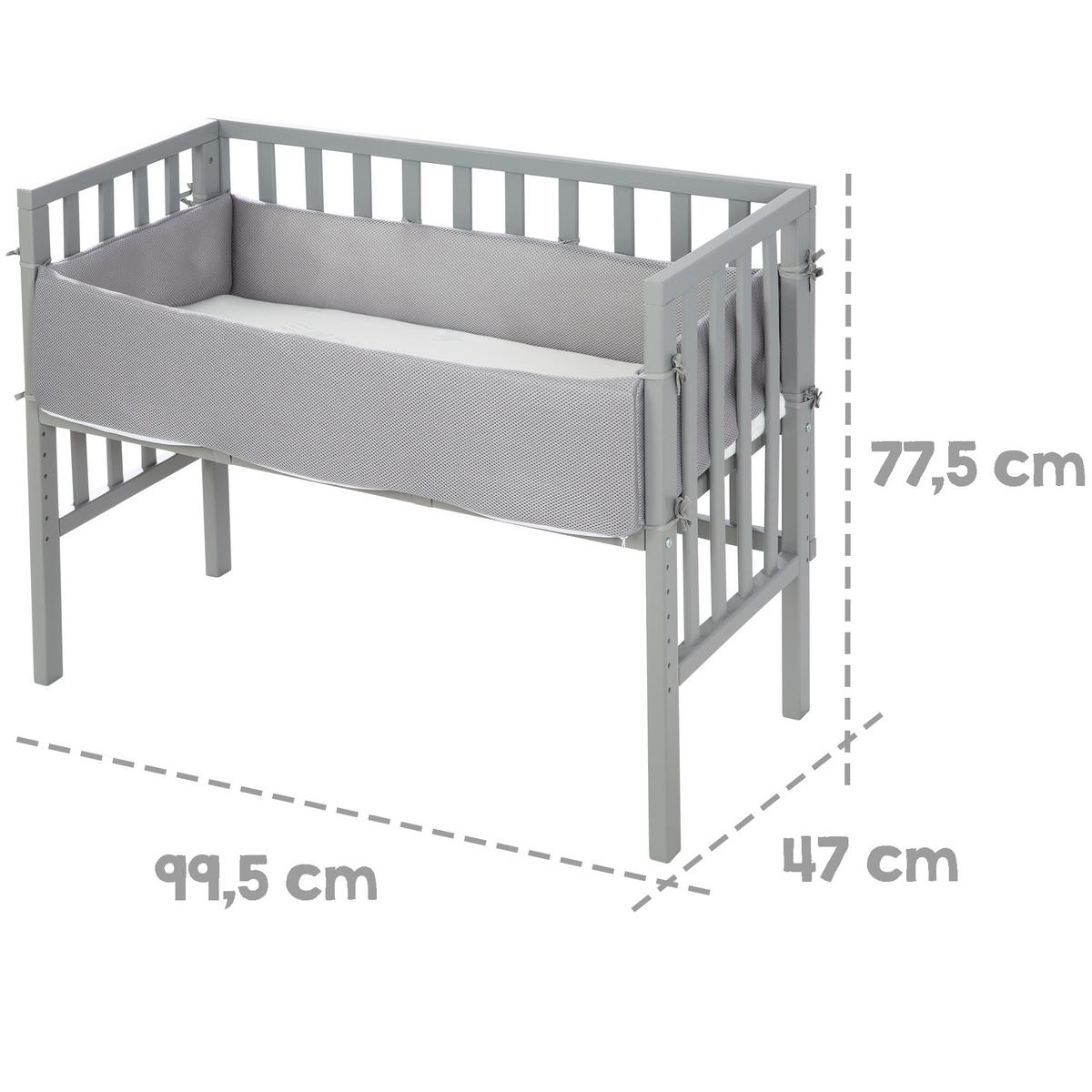 BEISTELLBETT Grau 2in1 Set 90 x 45 cm - Taupe, Holzwerkstoff (45/90cm) - Roba