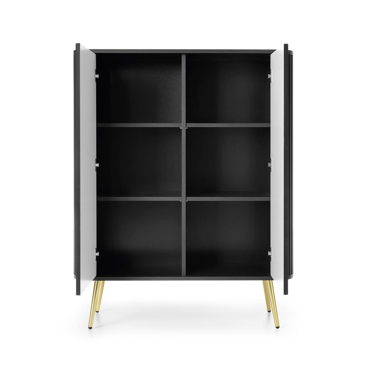 HIGHBOARD ZENZERO 103/129/39 cm mit 2 Türen Schwarz - Goldfarben/Schwarz, Holzwerkstoff (103/129/39cm) - MASSENO