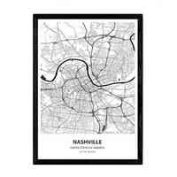 POSTER Karte Von Nashville - Usa A4 Rahmenlos - Klar, Papier (29.7/5/21cm) - Nacnic