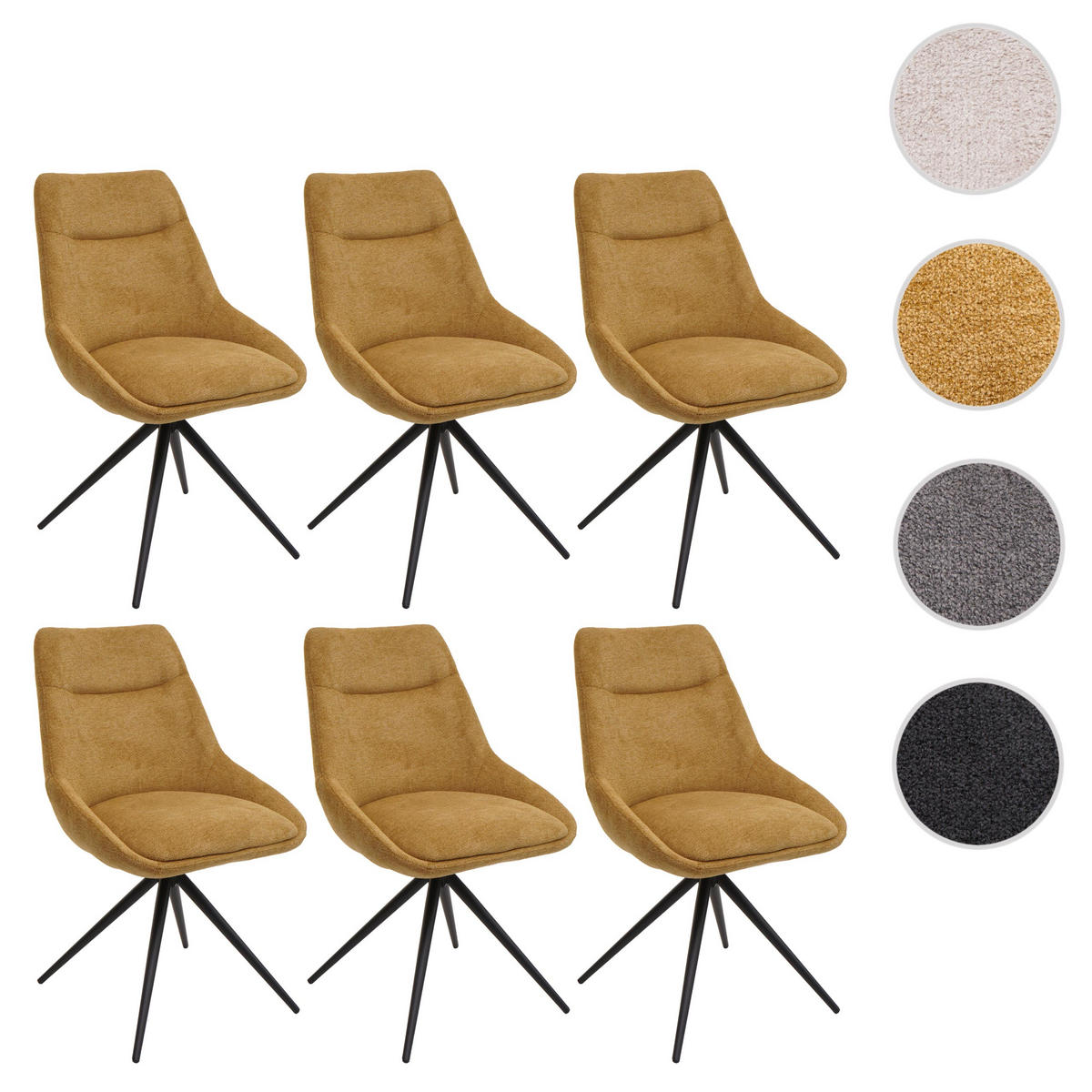 ESSZIMMERSTUHL Gelb 6er-Set - Gelb, Textil (51/86/60cm) - MCW