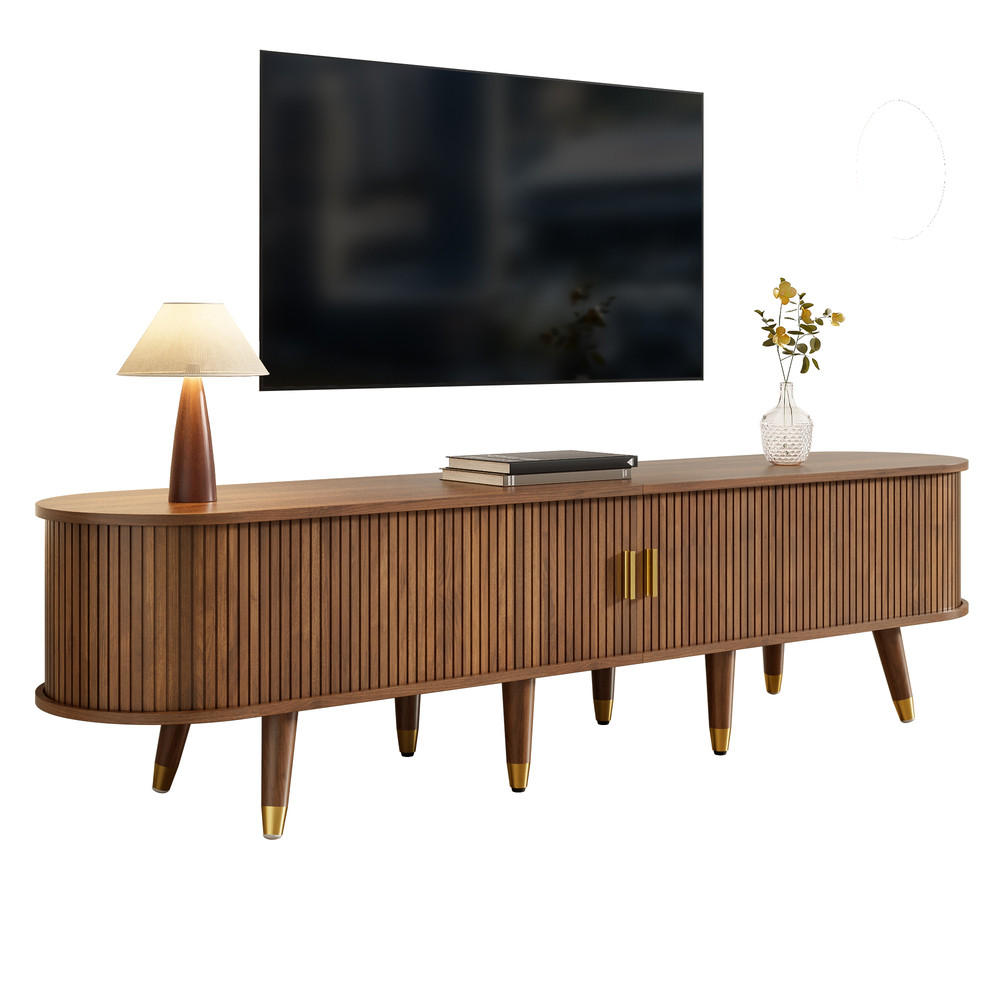 TV-SCHRANK 175cm Landhausstil Rattantür Nussbaumoptik Stauraum Schubladen - Braun, Holz (45.72/17.15/118cm) - FLIEKS
