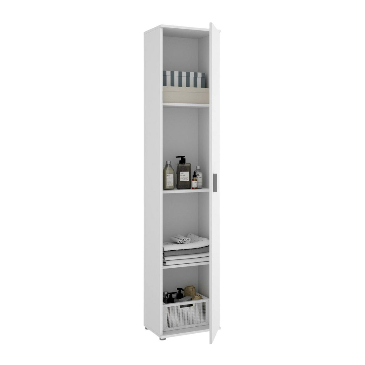 MEHRZWECKSCHRANK Holz-Effekt Weiß 35x39h190 - Weiß, Holzwerkstoff (39/190/35cm) - DMORA