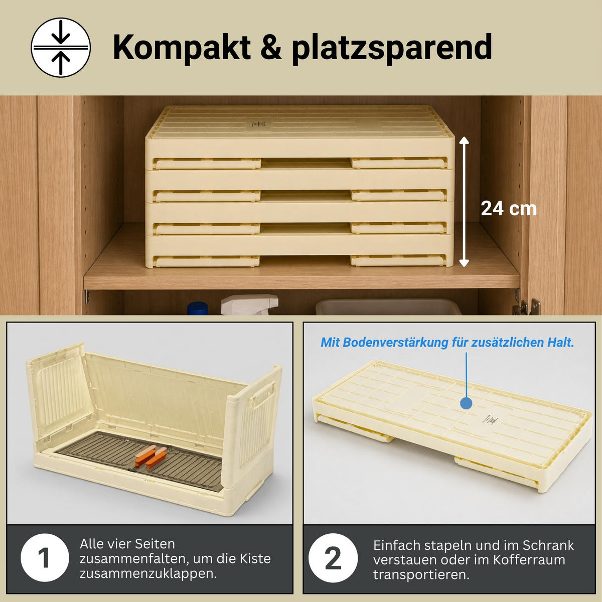 AUFBEWAHRUNGSBOXEN EasyCube stapelbar 4 Ebenen und Rollen 38L Weiß-Transparent - Weiß, Kunststoff (60/25.5/28cm) - BERLINLODGE