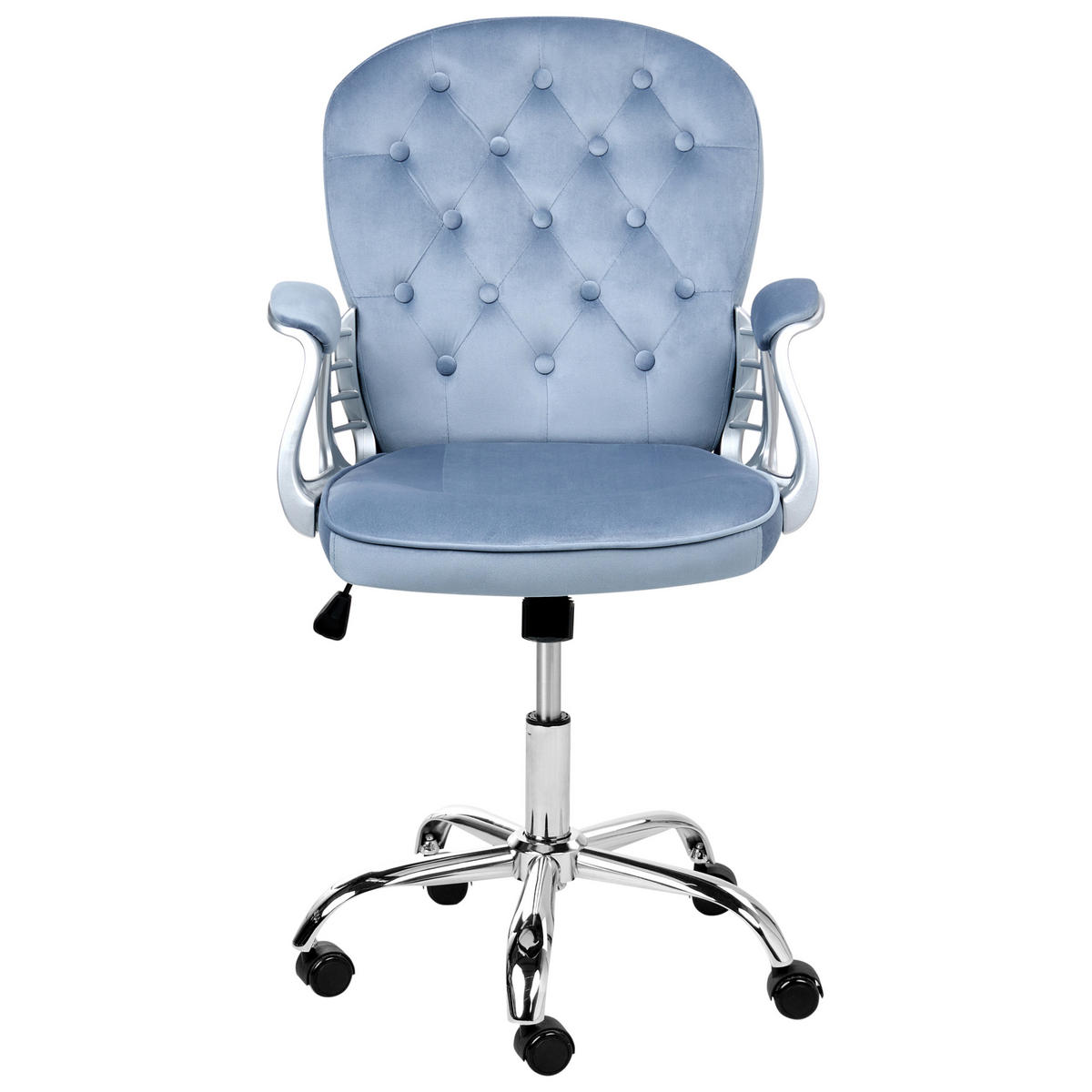 SCHREIBTISCHSTUHL Samtstoff Hellblau Princess - Hellblau, Textil (58/93/58cm) - Beliani