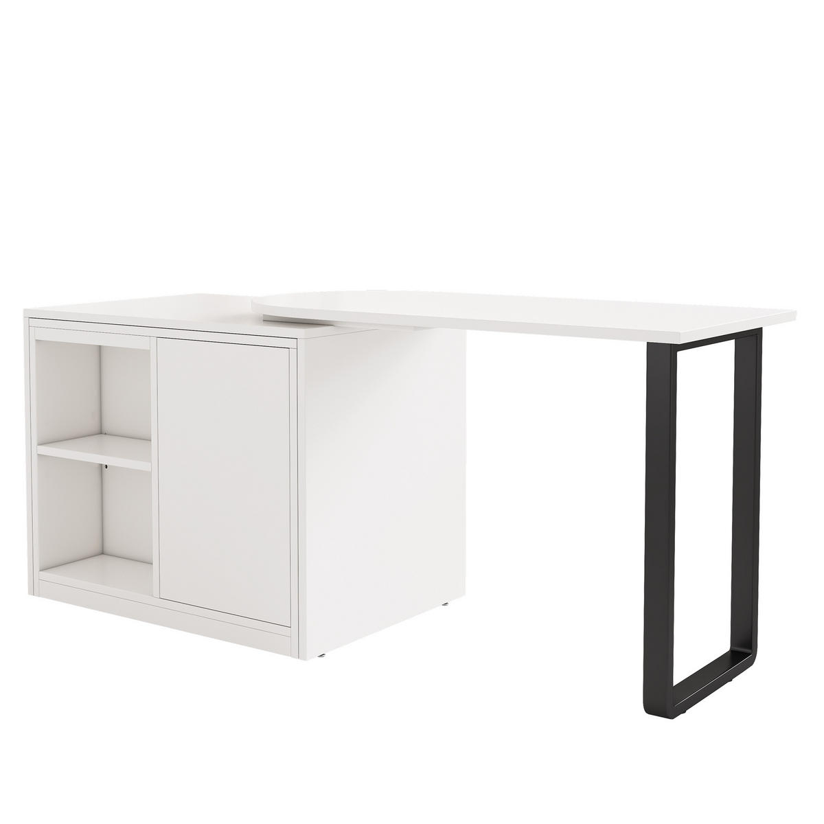 KLAPPBETT 90/200 cm DE-03465, 2-in-1 mit Schreibtisch, Schrank und Rollen, in Weiß - Weiß, Holzwerkstoff/Metall (90/200cm) - ComfortXL