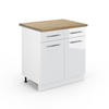 KÜCHENUNTERSCHRANK Fame-Line Weiß Hochglanz 80 cm, AP Eiche - Weiß Hochglanz/Weiß, Holzwerkstoff (80/82/60cm) - Vicco