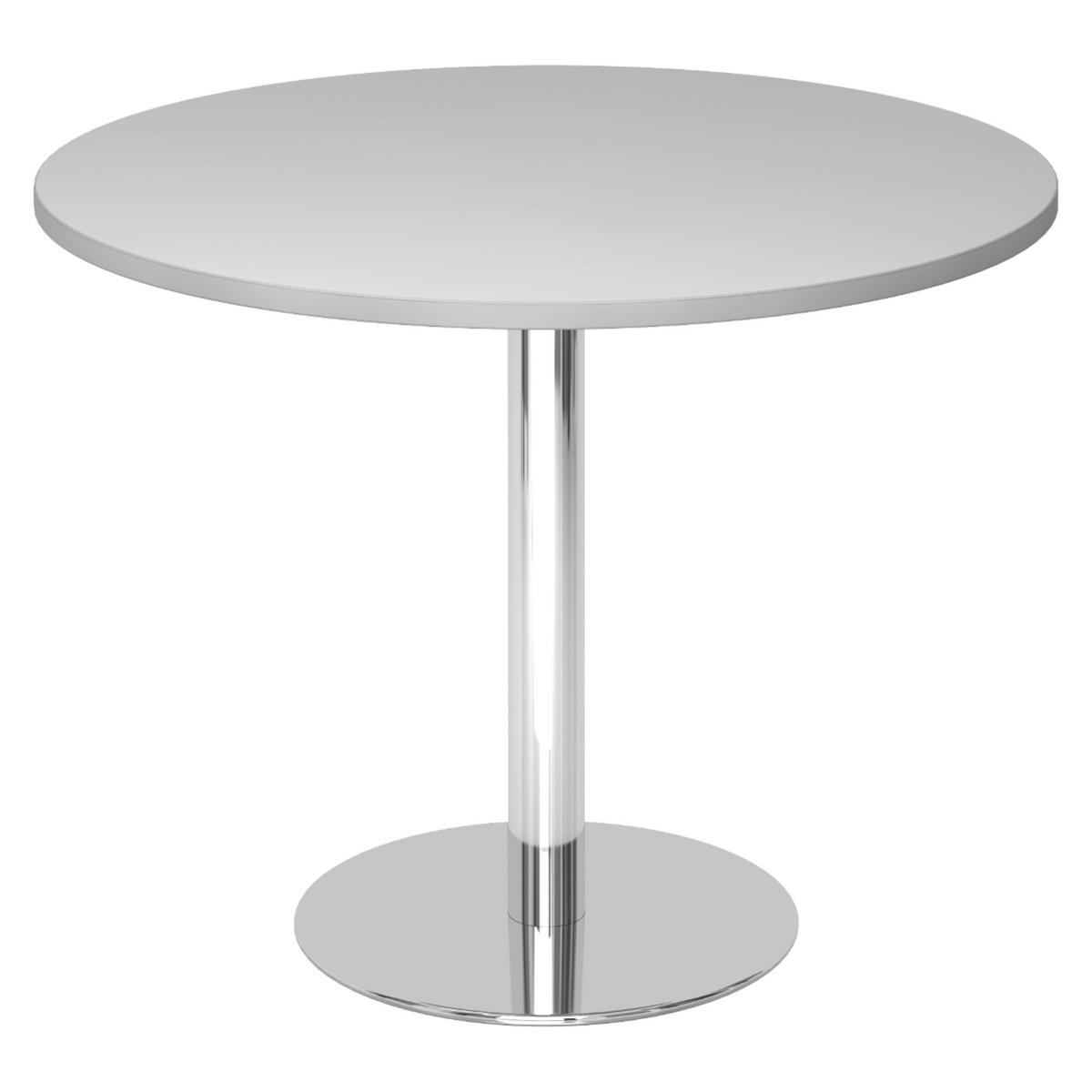 PAUSENTISCH groß STF 100/100/74,5 cm in Grau/Chrom - Chromfarben/Grau, Holzwerkstoff (100/100/74.5cm) - bümö