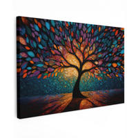 LEINWANDBILD Mosaik - Bunt - Baum - Äste Groß 140x90 cm - Multicolor, Textil (140/90cm) - MuchoWow