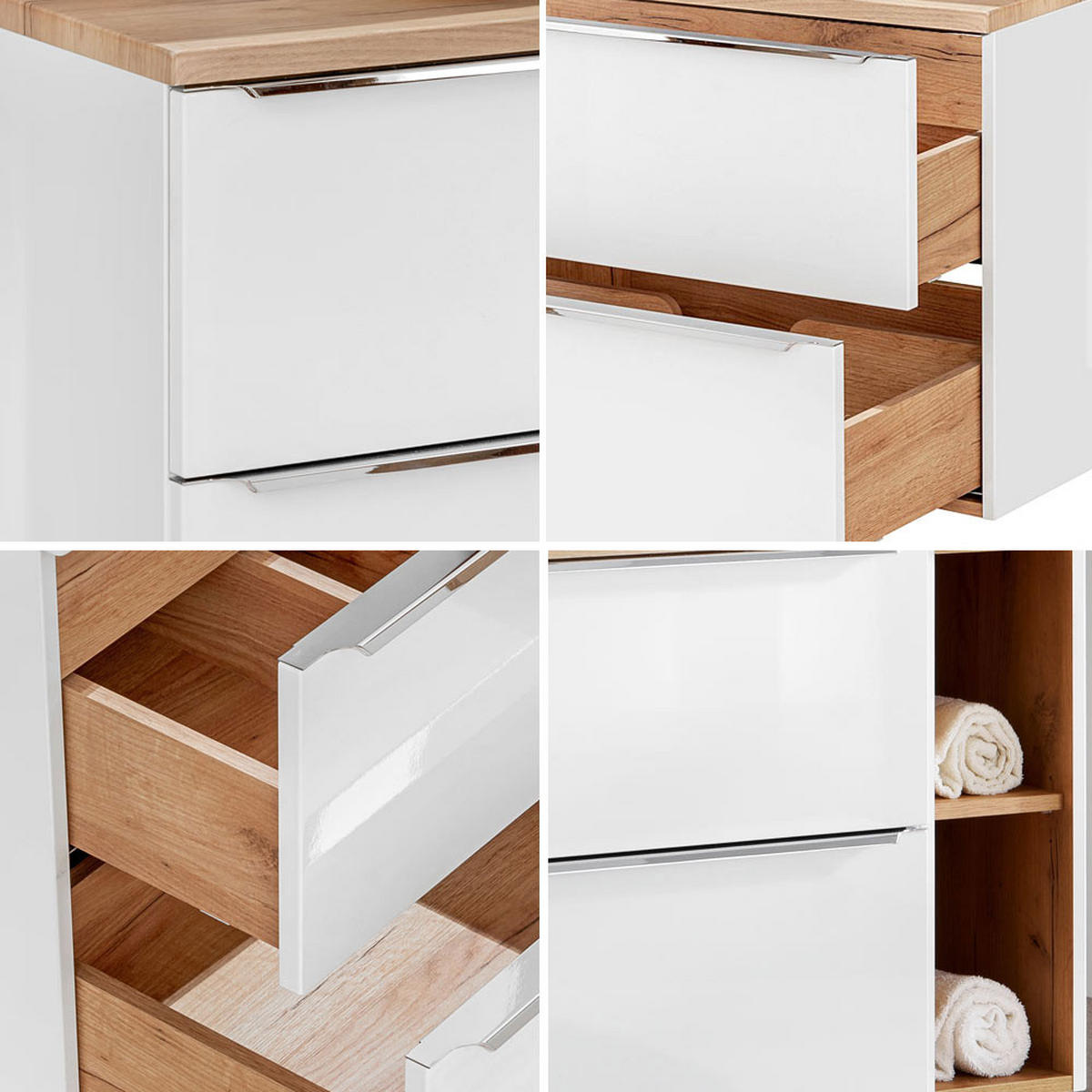 BADMÖBEL-SET 4-TLG. Toskana-56 - Weiß, Holzwerkstoff (250/190/46cm) - Lomado