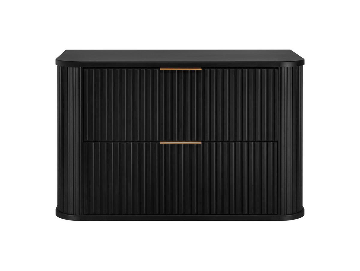 BADEZIMMERSCHRANK, Schwarz, 80,4 x 51,7 x 41,5 cm, Goldene Griffe - Goldfarben/Schwarz, Holzwerkstoff/Kunststoff (80.4/51.7/41.5cm) - 3XE LIVING