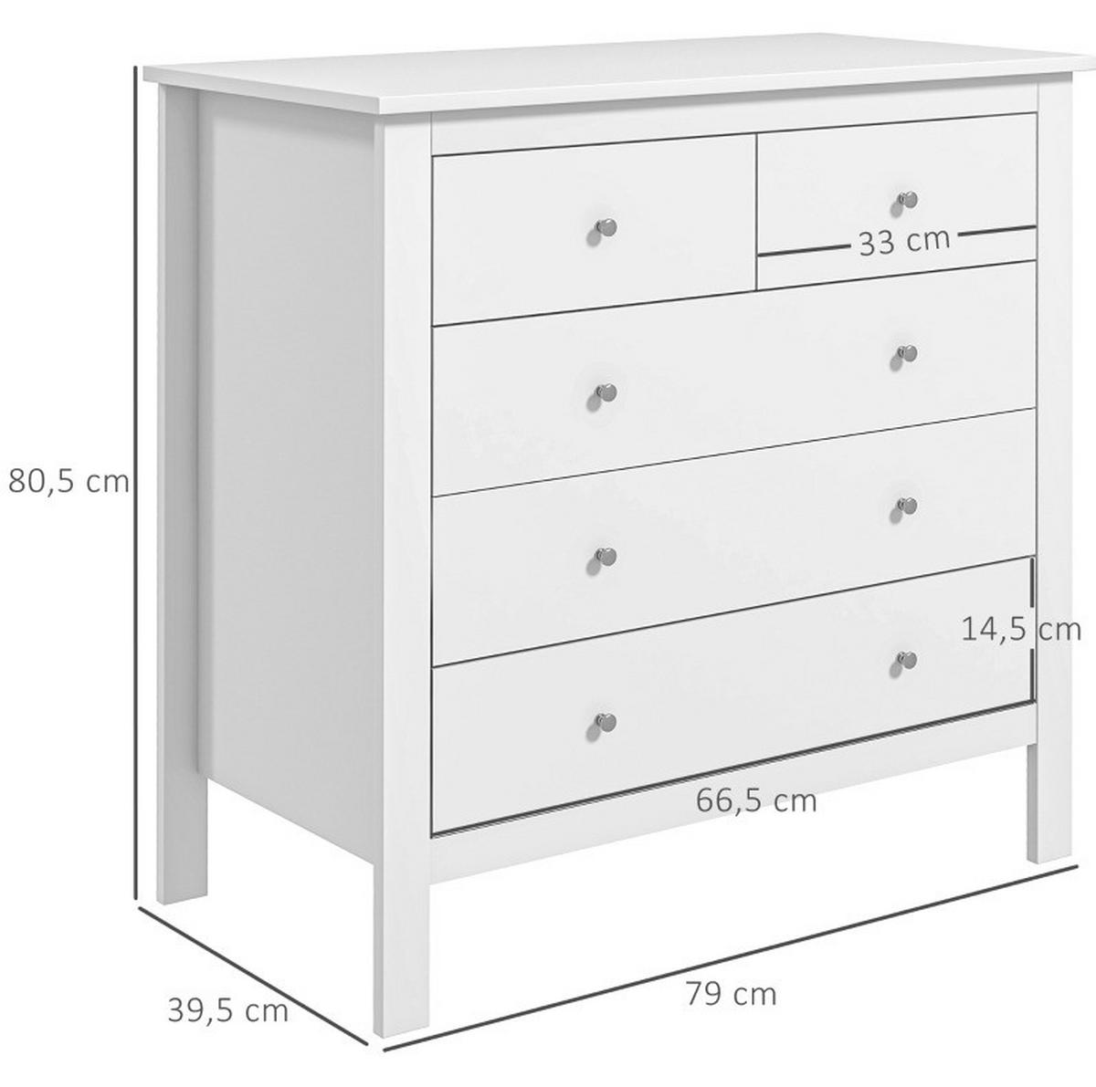 KOMMODE 79/80,5/39,5 cm Weiß aus Holzwerkstoff mit leisem Öffnen und Schließen - Weiß, Holz (39.5/80.5/79cm) - OKMYHOME