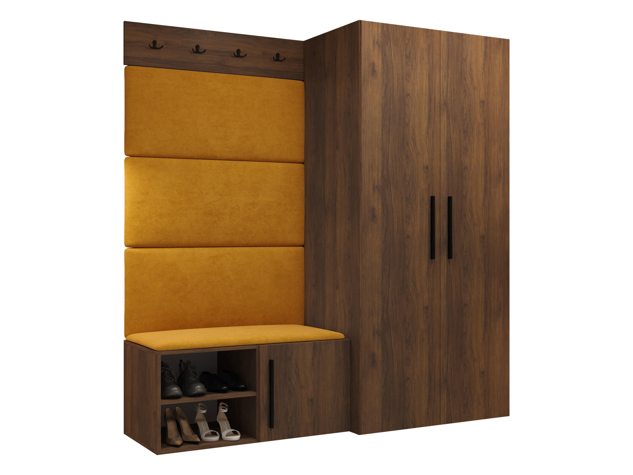GARDEROBEN-SET Medi I - Nussbaumfarben/Schwarz, Holzwerkstoff/Kunststoff (80/191/50cm) - MIRJAN24
