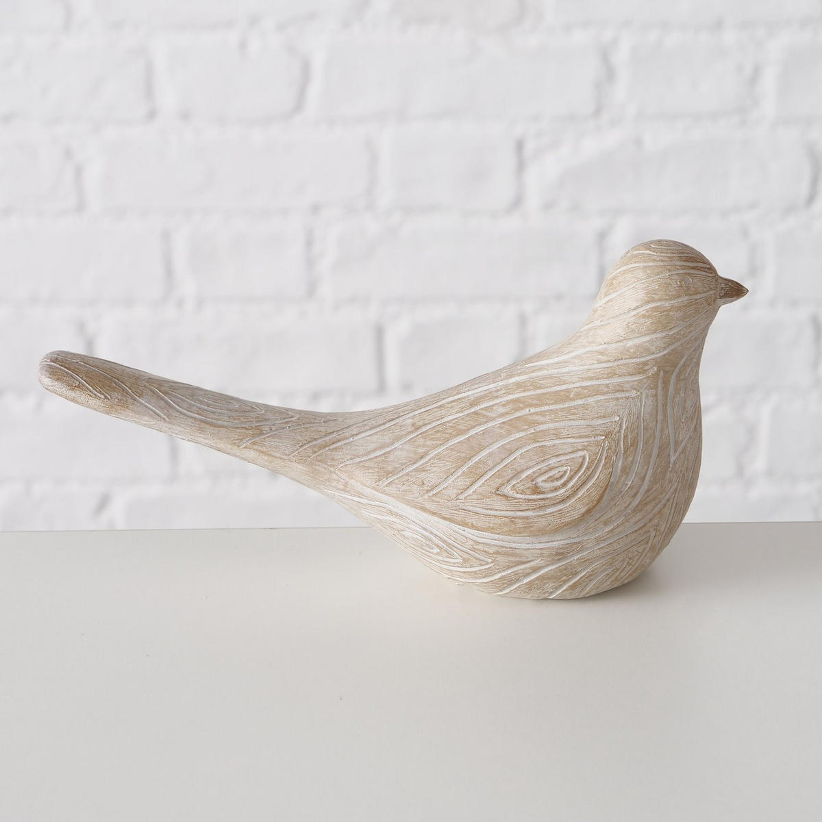 DEKO-VÖGEL Polyresin Karimo 2er-Set - Beige, Kunststoff (6/13/17cm) - Boltze Home