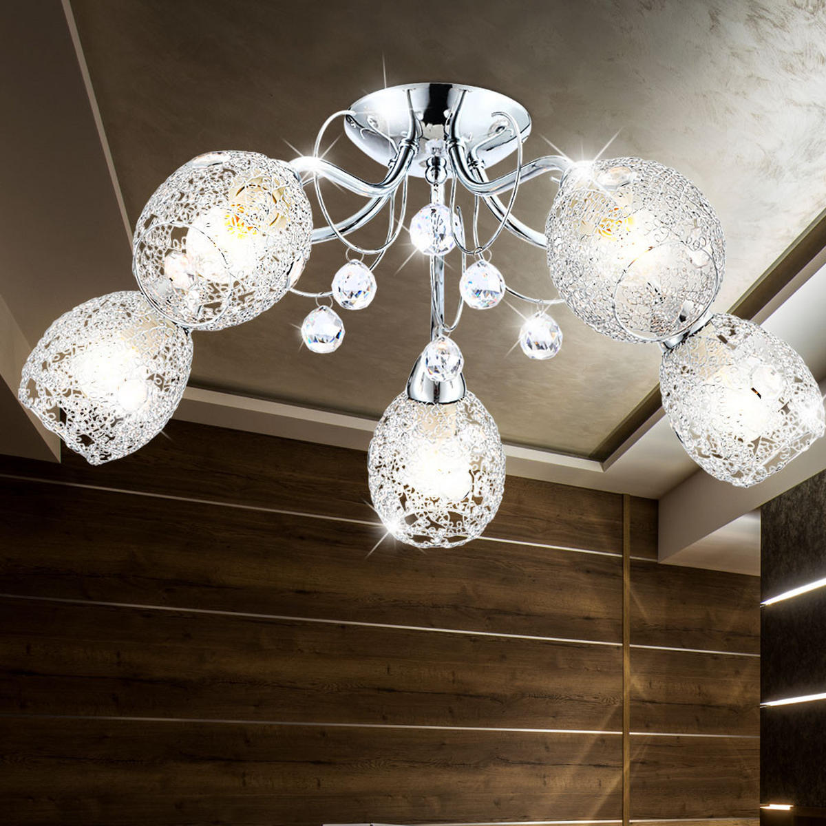 LED DECKENLEUCHTE Kordula Silber Chrom - Silberfarben, Metall (54/54/22cm) - Globo Lighting
