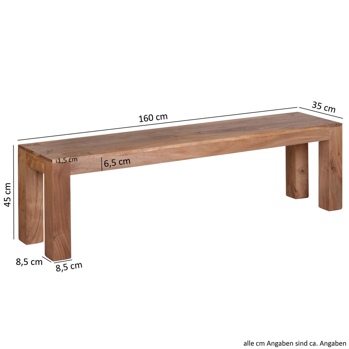 SITZBANK Massivholz Landhausstil handgefertigt, Beige 160x35x45 cm - Beige, Holz (160/45/35cm) - KADIMA DESIGN