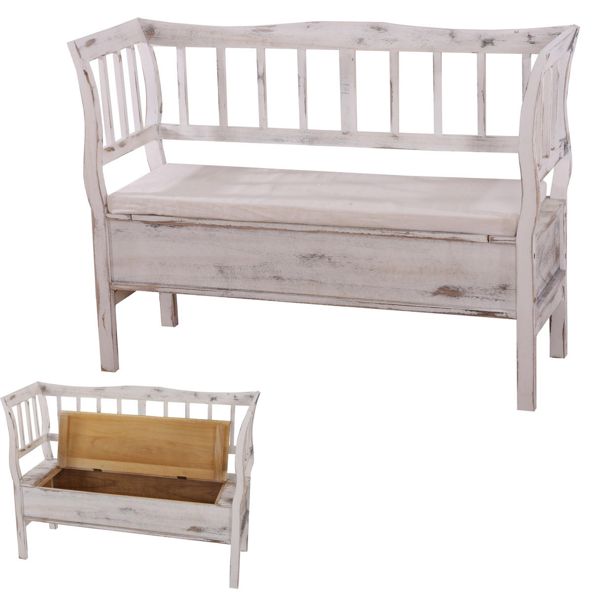 SITZBANK STAUFACH SHABBY-LOOK Cremeweiß - Weiß, Holz (119/85/40cm) - MCW