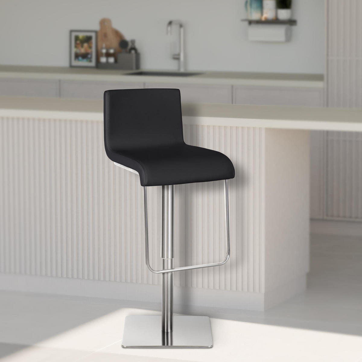 BARHOCKER Limon 80x39x46 cm schwarz - Schwarz, Leder (39/80/46cm) - furnicato