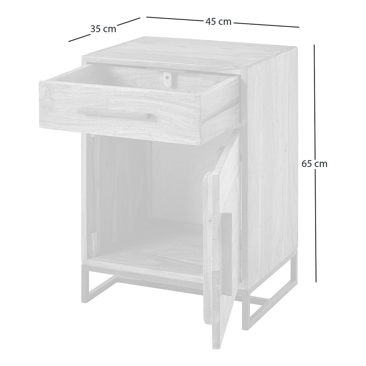 NACHTKOMMODE - Akazie massiv - Akaziefarben, Holz (45/65/35cm) - home24