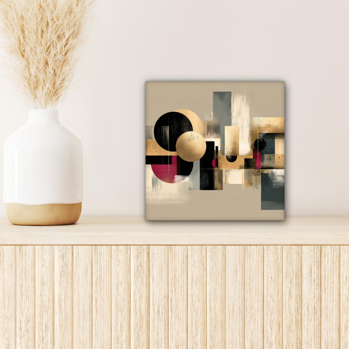 LEINWANDBILD Abstrakt - Formen - Beige - Texturen Deko Wohnzimmer 20x20 cm - Beige, Textil (20/20cm) - MuchoWow