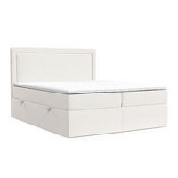 BOXBETT Tribeca Creme 200/200 cm mit Taschenmatratze und Topper - Creme/Schwarz, Holz/Holzwerkstoff (200/200cm) - Maison de Reve