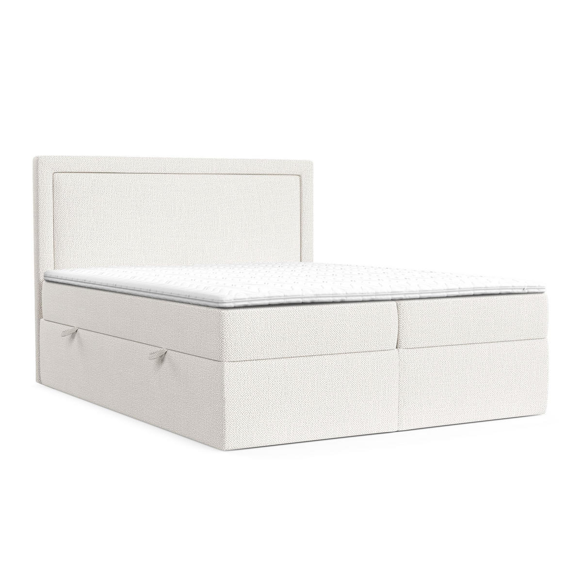 BOXBETT Tribeca Creme 200/200 cm mit Taschenmatratze und Topper - Creme/Schwarz, Holz/Holzwerkstoff (200/200cm) - Maison de Reve