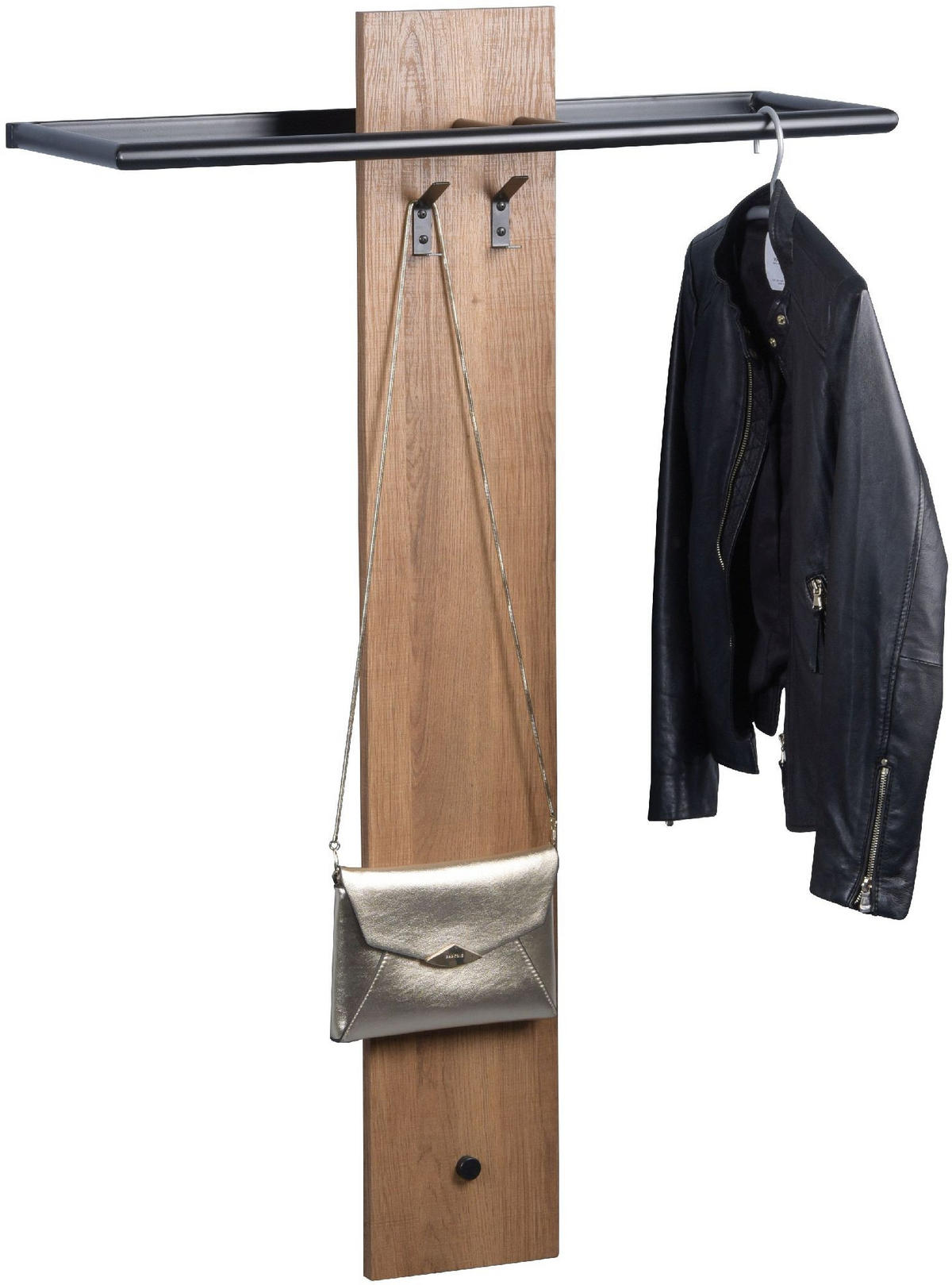 GARDEROBENLEISTE Singapur Eiche Dekor 2 Kleiderhaken Hängestange 80/120/25 cm - Braun, Holzwerkstoff (120/5/25cm) - M2 Kollektion