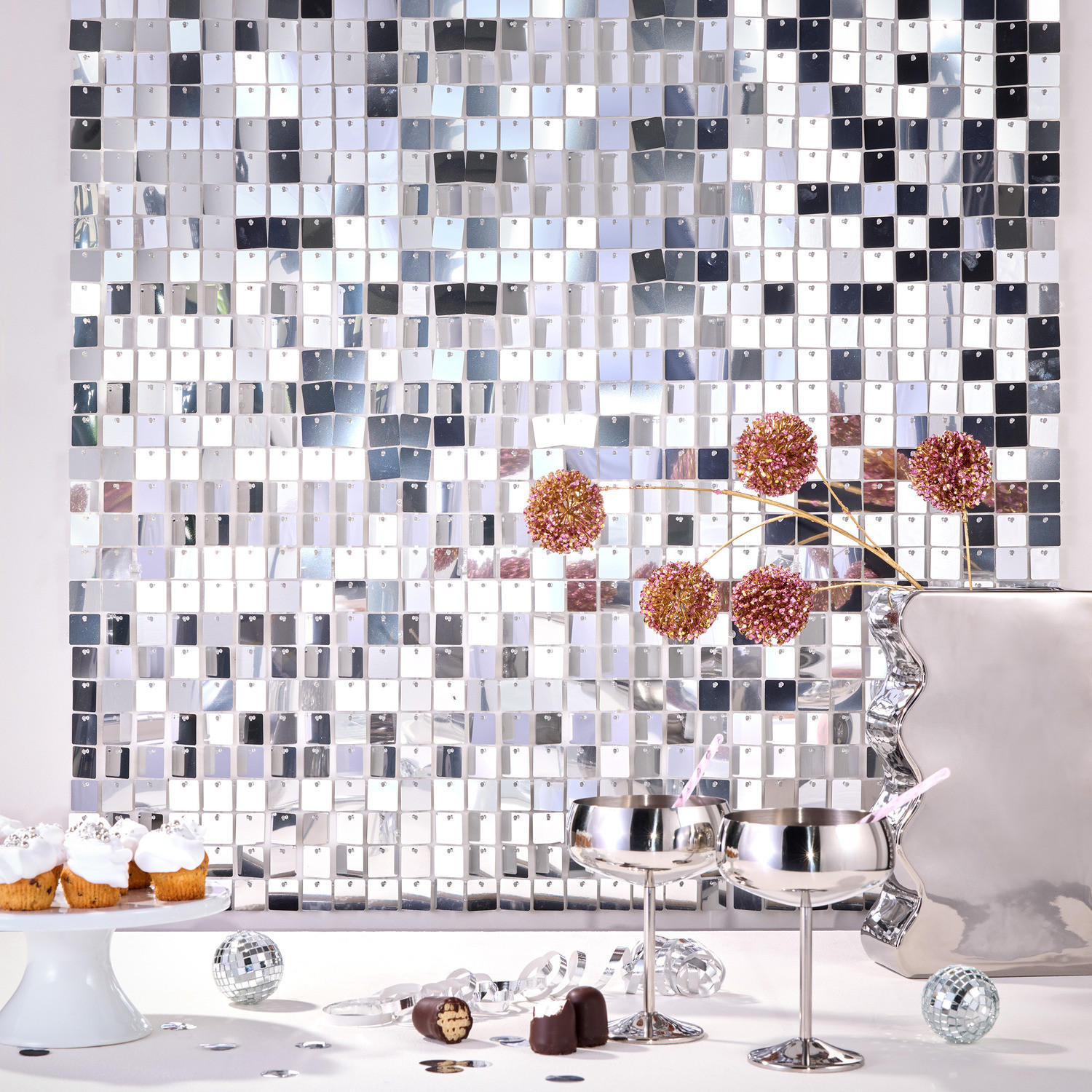WANDDEKORATION 4er-Set Disco - Silberfarben, Kunststoff (0.5/30/30cm) - BUTLERS