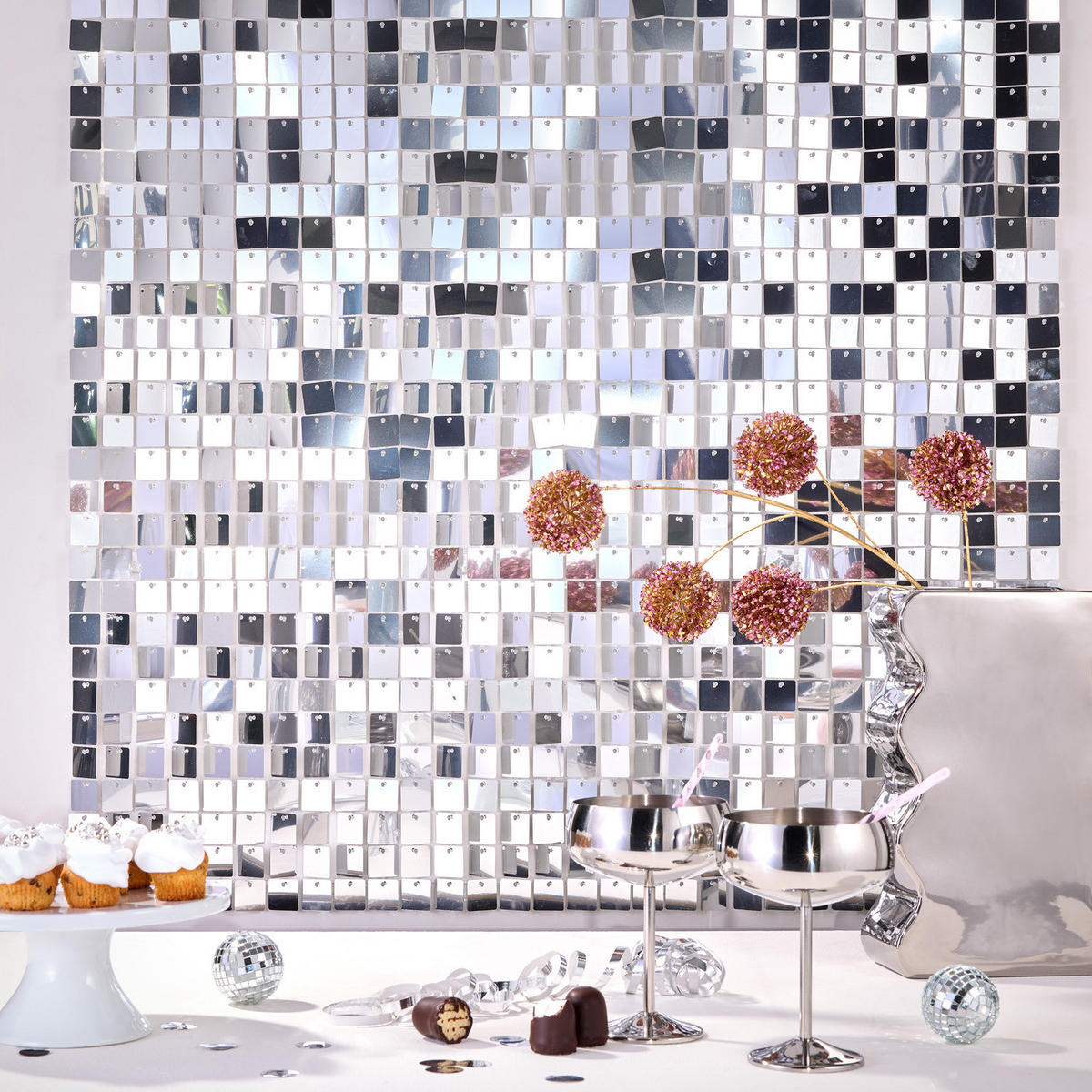 WANDDEKORATION 4er-Set Disco - Silberfarben, Kunststoff (0.5/30/30cm) - BUTLERS