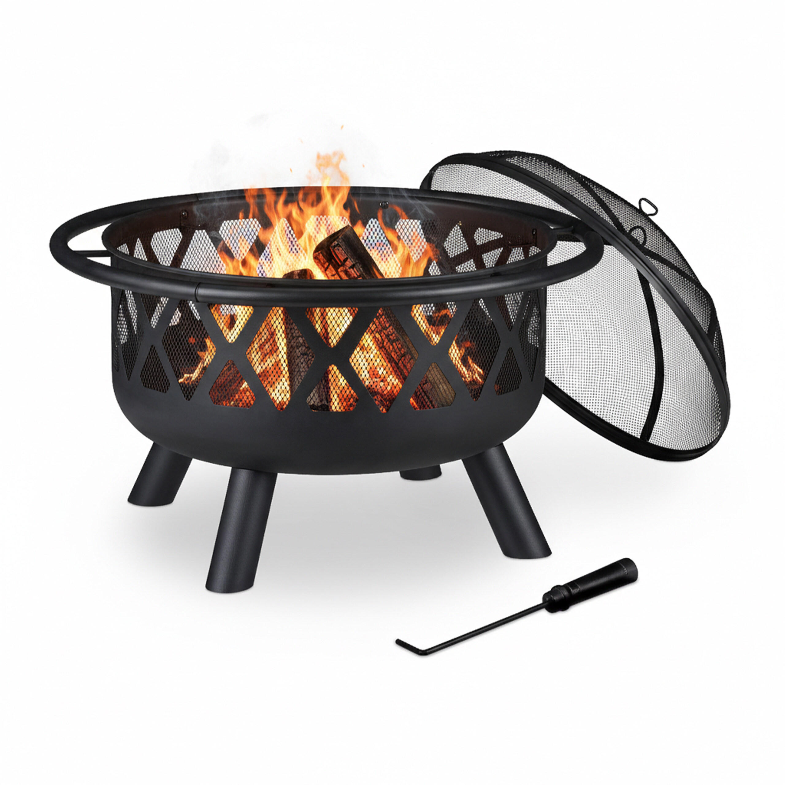 Relaxdays Feuerschale Schwarz 75x58x75 cm