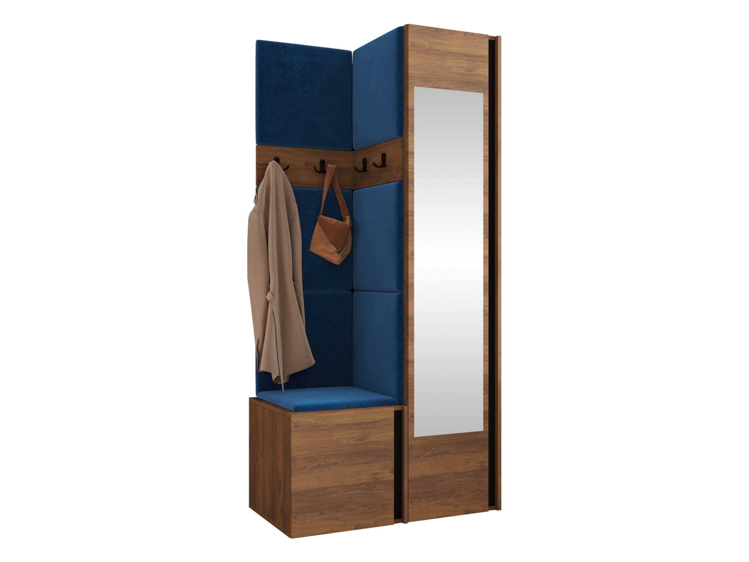 MOBILIER PENTRU HOL Orion XXV - albastru/culoare lemn de nuc, material plastic/compozit lemnos (82/186/46cm) - MIRJAN24