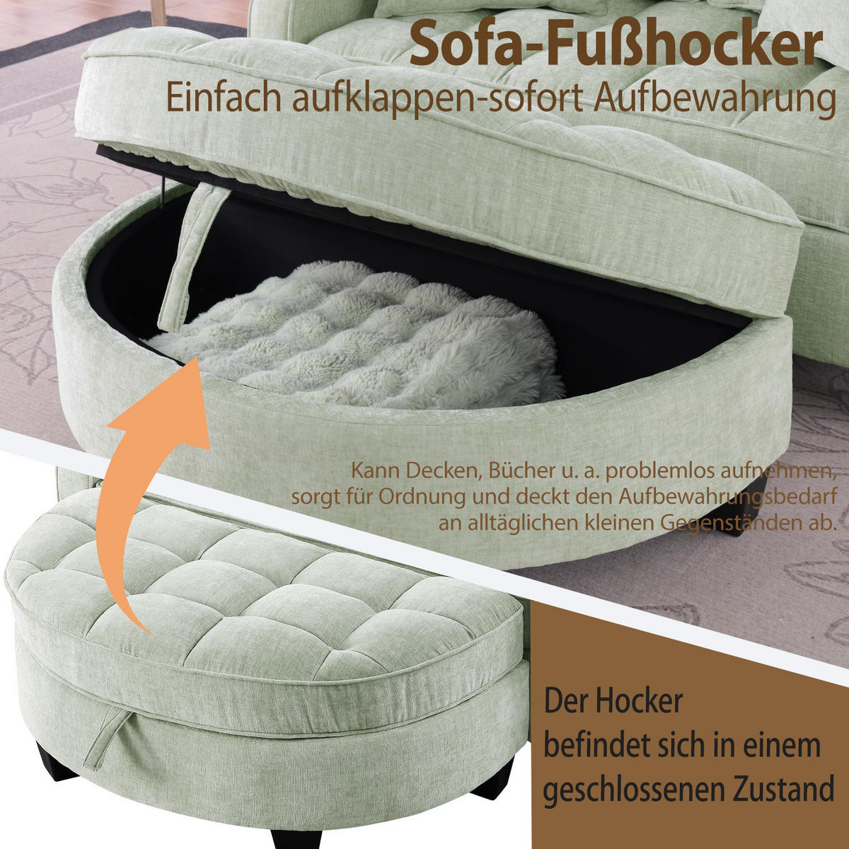 SCHLAFSOFA 2-in-1 mit Hocker und Stauraum, Cyan - Türkis, Holz (132/93/129cm)