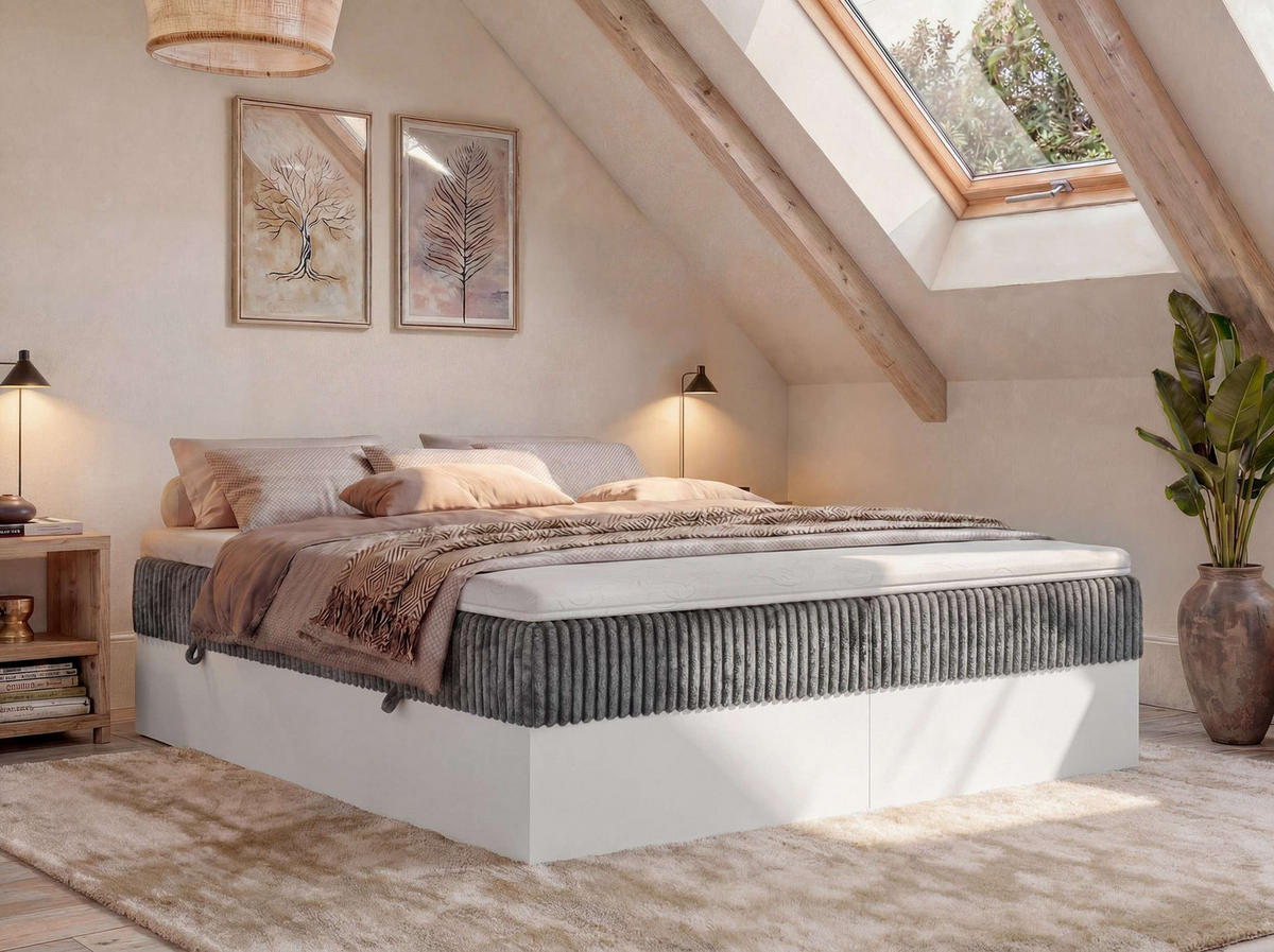 POSTEL BOXSPRING TRAVIT ZERO 140/200 - Šedá Manšestr - Topper Visco - H4 - šedá/černá, textil/plast (140/200cm) - MKS