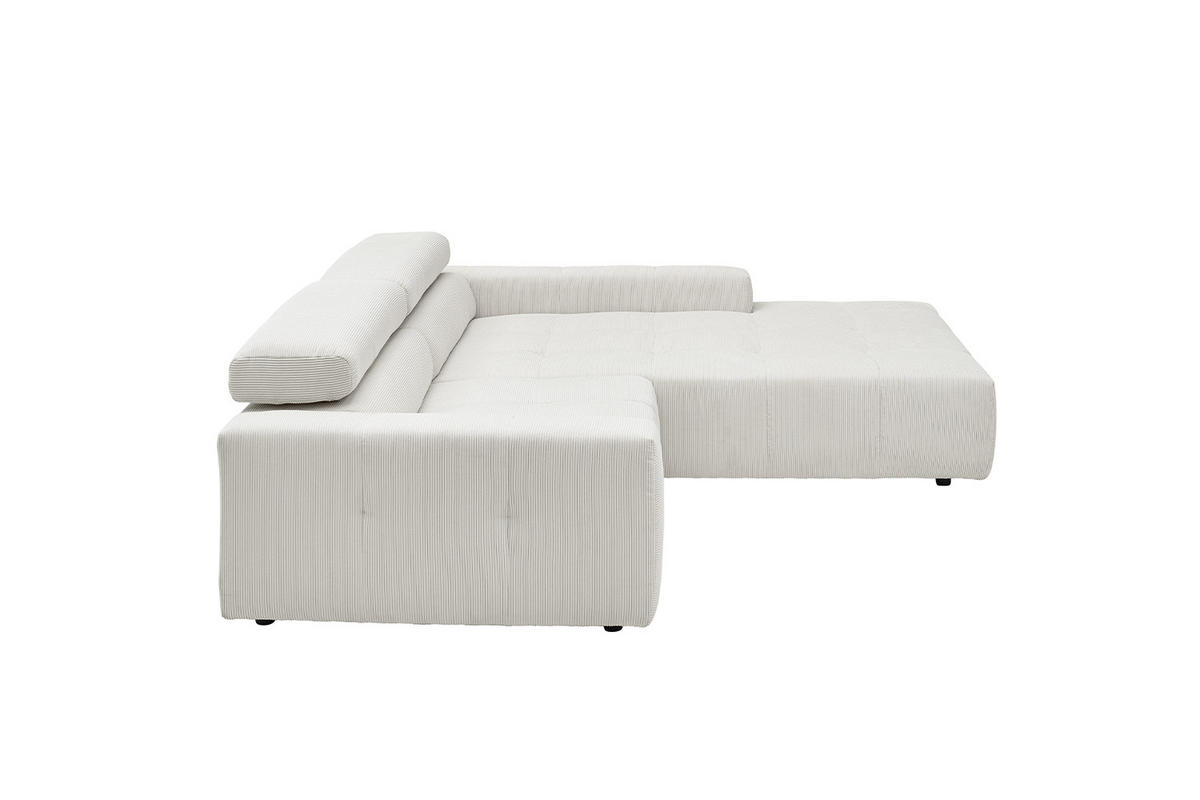 ECKSOFA RENO Weiß Cord - Schwarz/Weiß, Kunststoff/Textil (258/217cm) - KAWOLA