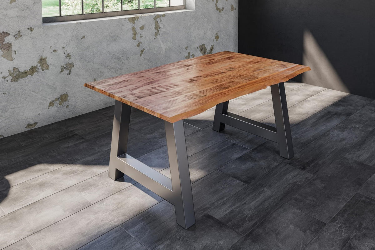 ESSTISCH DORA A - Beige/Silberfarben, Holz/Metall (80/120/77cm) - SAM