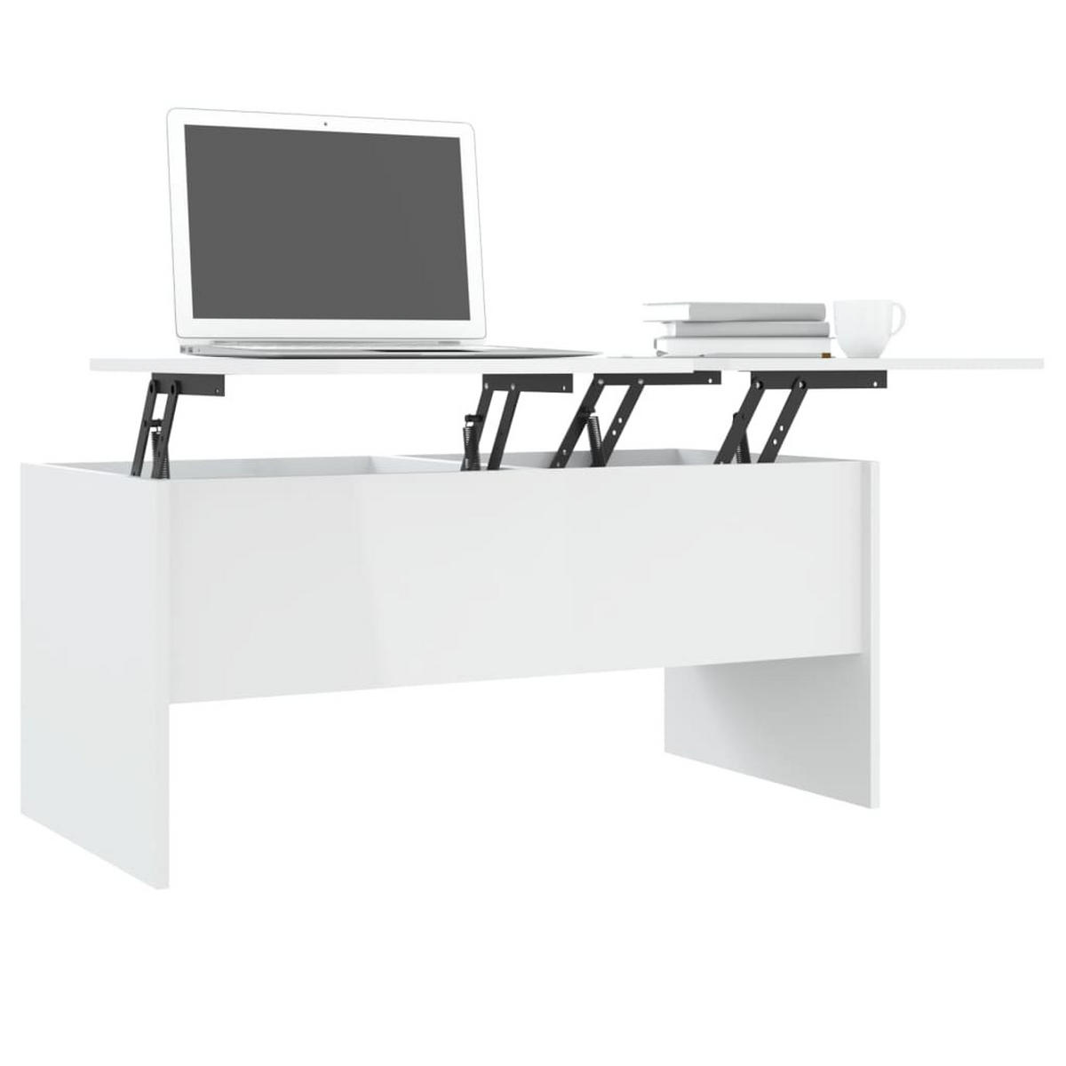 COUCHTISCH Hochglanz-Weiß 102x50,5x46,5 cm Holzwerkstoff - Weiß, Holzwerkstoff (102/50.5/46.5cm) - furnicato