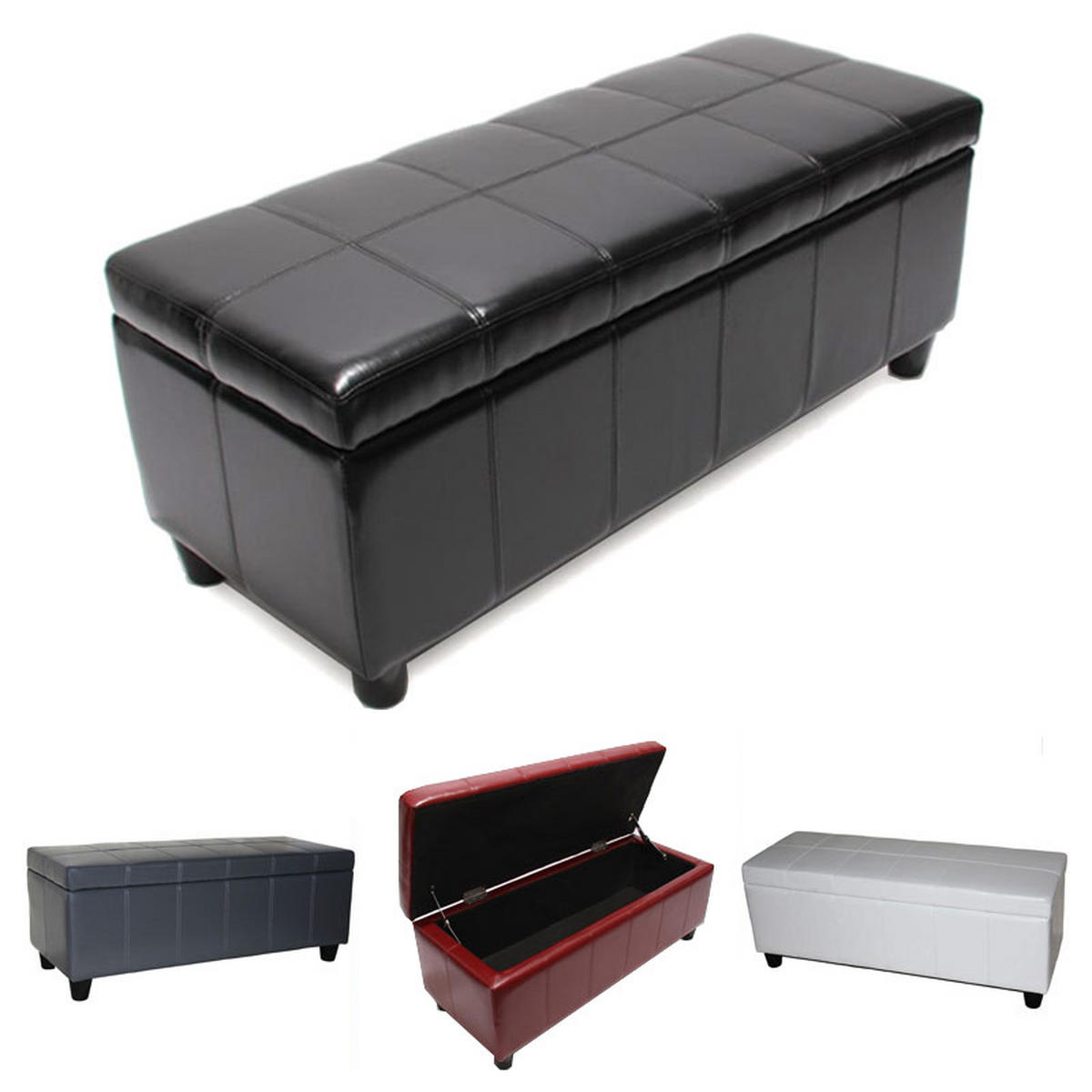 AUFBEWAHRUNGS-TRUHE Sitzbank Lars 45x112x45cm Creme Leder + Kunstleder - Beige, Kunststoff (112/45/45cm) - BERLINLODGE