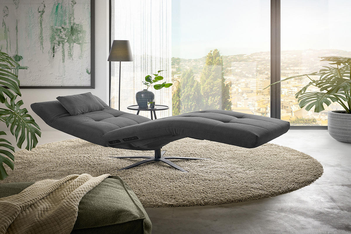 RELAXLIEGE LETICIA Anthrazit Cord - Anthrazit/Schwarz, Textil/Metall (82/115/156cm) - KAWOLA