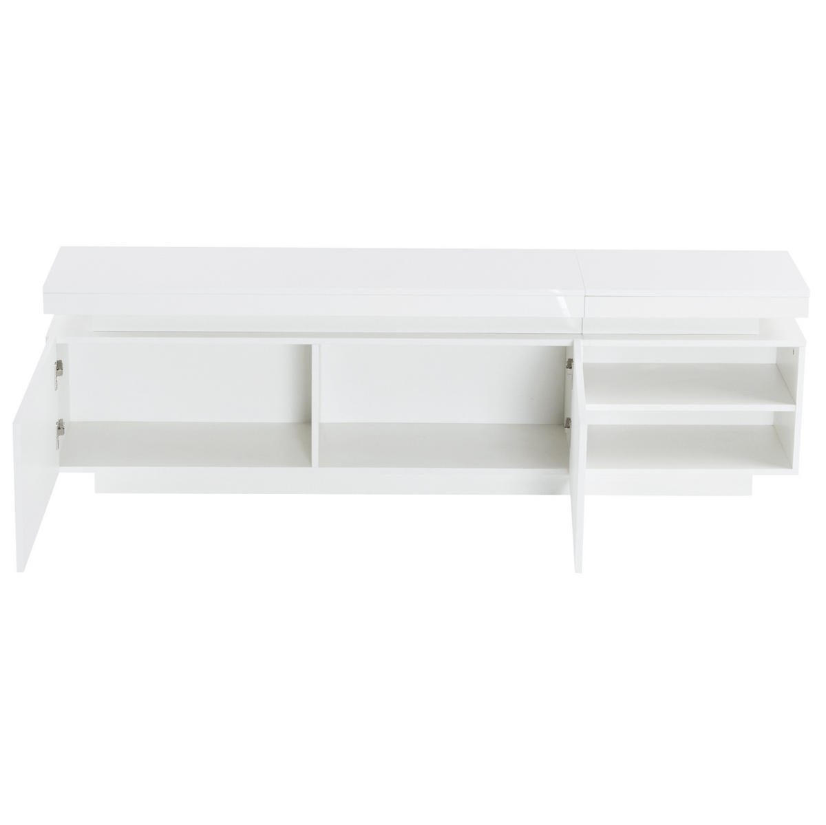 TV-LOWBOARD aus Spanplatte 170x35x50 cm Weiß mit LED-Beleuchtung, Kabelmanagement und Stauraum - Weiß, Holzwerkstoff (170/50/35cm) - Modfu