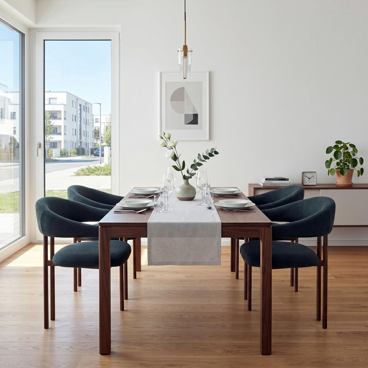 ESSZIMMERSTUHL 4ER-SET aus Stoff in Schwarz, mit Metallbeinen und Fass-Design - Schwarz, Textil (60/80.5/57.5cm) - Urban Meuble