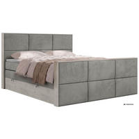 POSTEL BOXSPRING DELNOR KING DUO 200/200 - Světle šedá Samet - Topper Visco - H3 - černá/světle šedá, textil/plast (200/200cm) - MKS